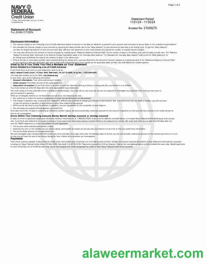 USA Navy Federal bank statement, 3 pages 2